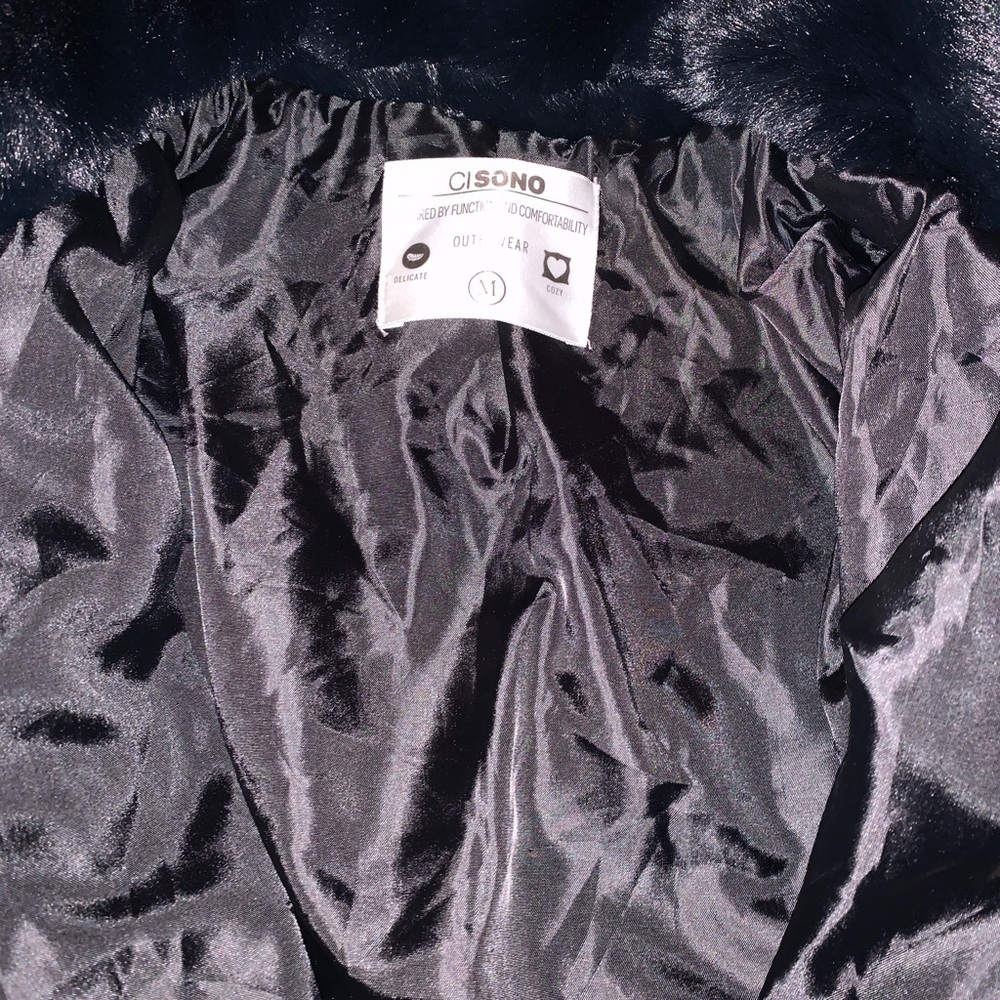 Black faux fur crop Jacket sz Medium, NEW - Picture 13 of 15
